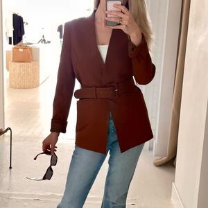 Calvin Klein Rust Brown Blazer Jacket w/ Belt